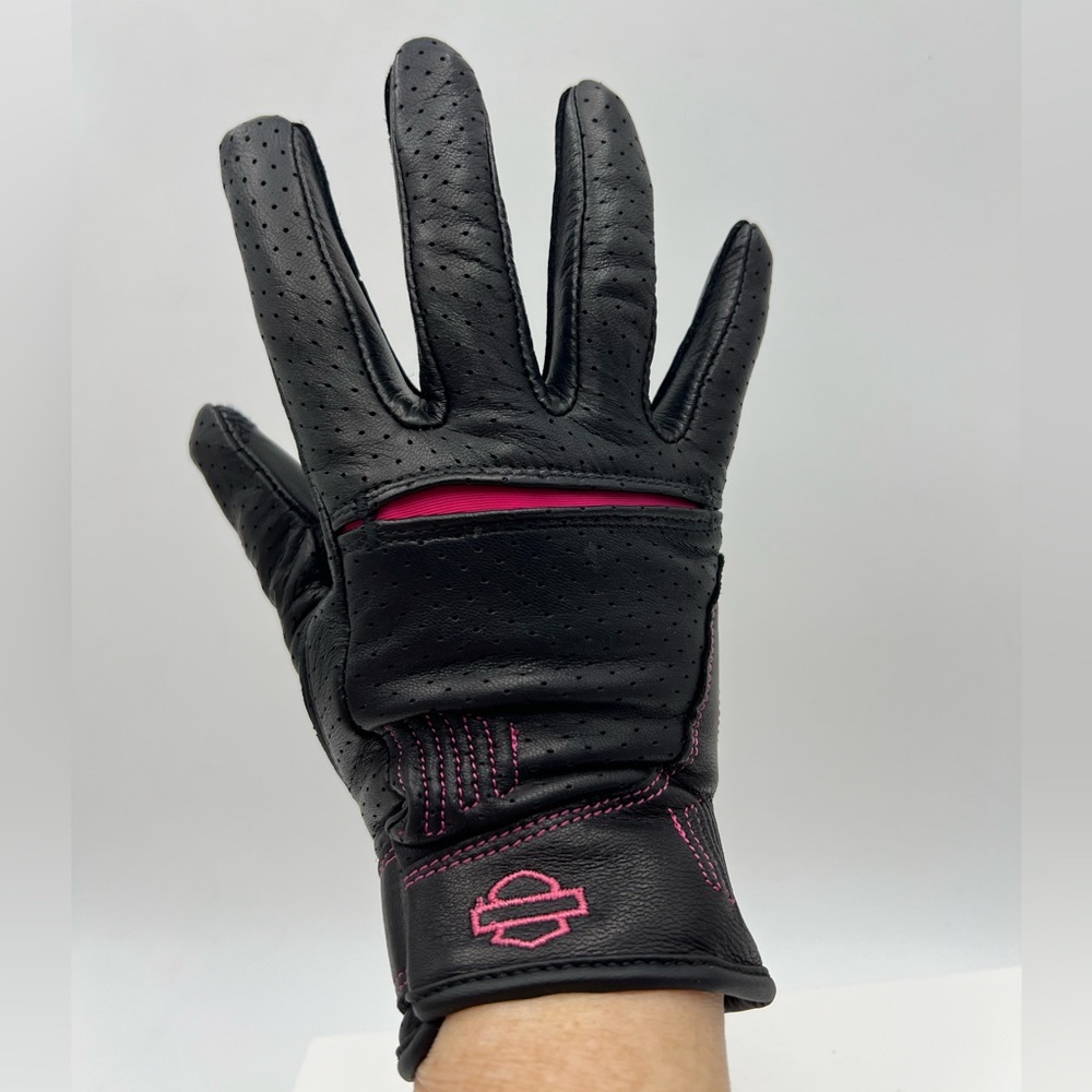 Harley Davidson women’s black leather motorcycle gloves